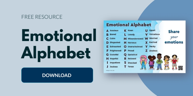 Emotional Alphabet graphic and download button
